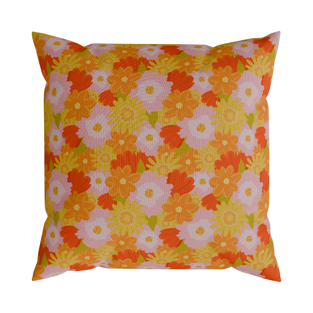 Peachy Picnic Floral Pillow