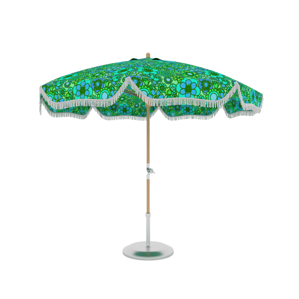 Green Patio Umbrella | Green Beach Umbrella | Hazy Sunshine